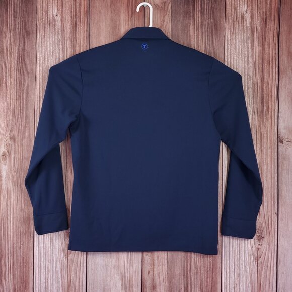 Twillory Mens Large Long Sleeve Performance Athleisure Golf Polo Shirt Navy Blue - Picture 2 of 15